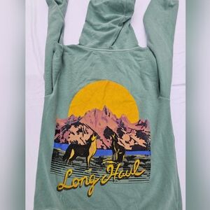 Independent Green Hooded Sweater with Relaxed Fit and Ribbed Cuffs